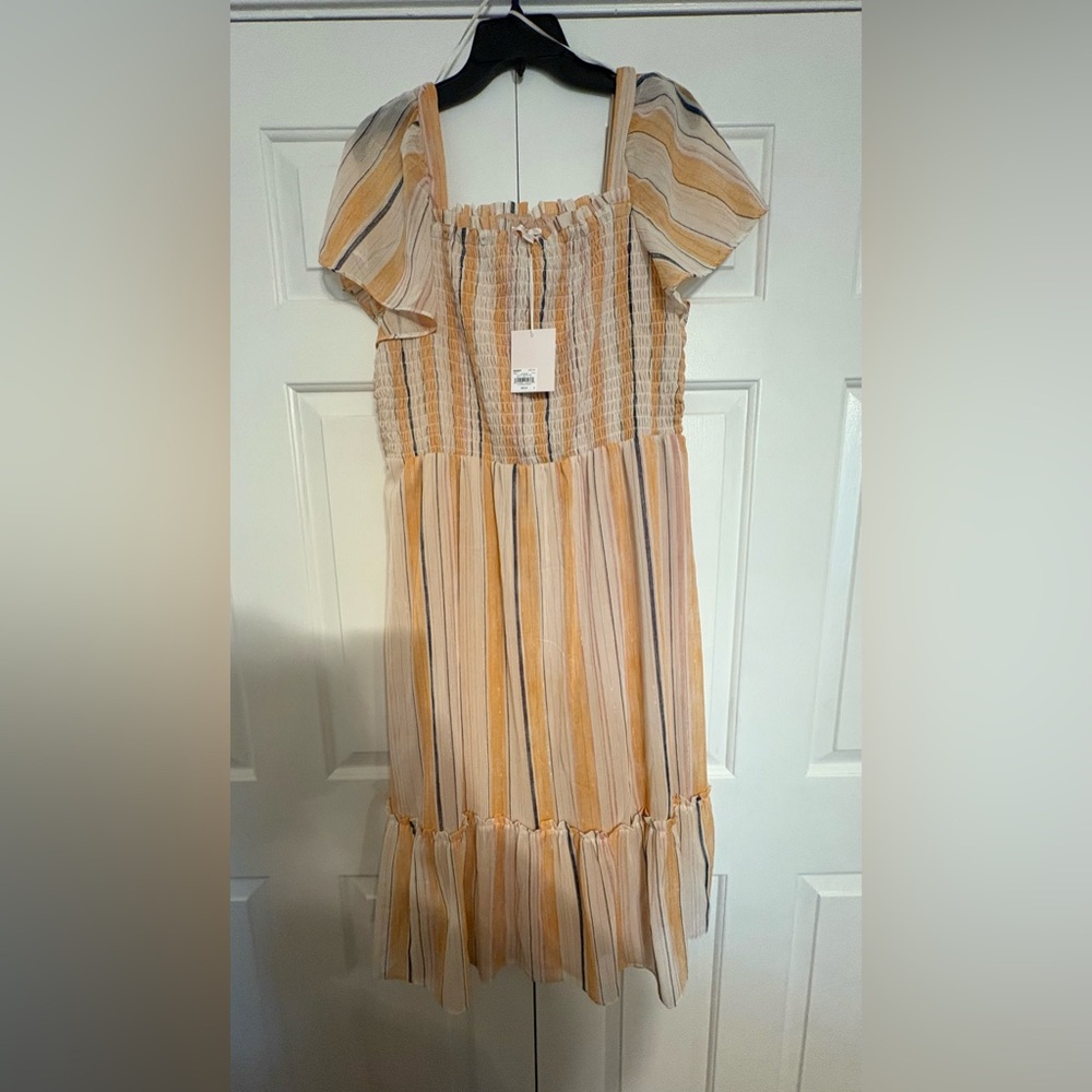 LC Lauren Conrad Orange and White Ruffled Tiered Sundress
